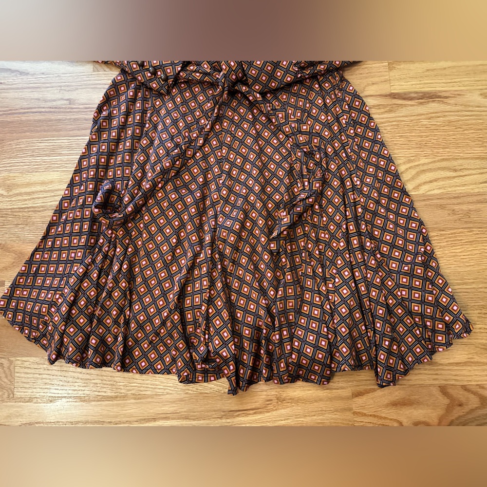 Free People Brown Long Sleeve Printed Wrap Mini Dress - Picture 6 of 16